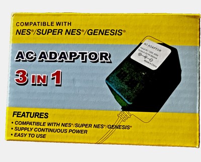 AC Adapter 3 In 1 NES, SNES And Genesis! - Black - Nexum Cards and More!